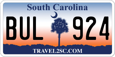 SC license plate BUL924