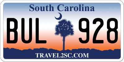 SC license plate BUL928