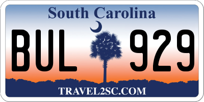 SC license plate BUL929