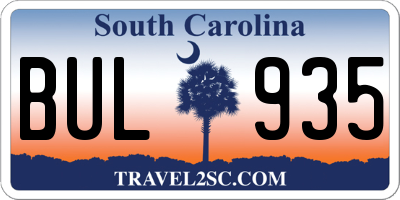 SC license plate BUL935