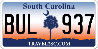 SC license plate BUL937