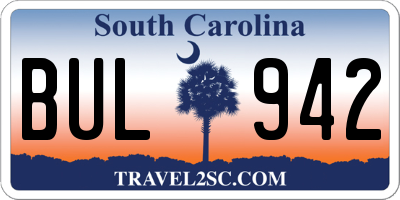SC license plate BUL942