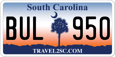 SC license plate BUL950