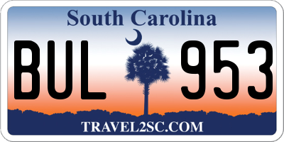 SC license plate BUL953