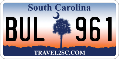SC license plate BUL961