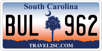 SC license plate BUL962