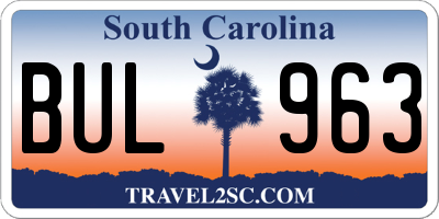 SC license plate BUL963