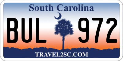 SC license plate BUL972