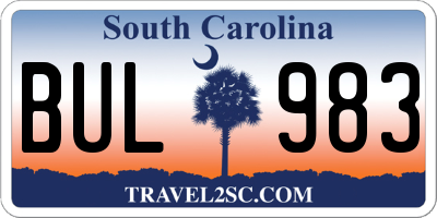 SC license plate BUL983