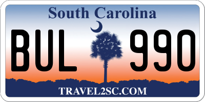 SC license plate BUL990
