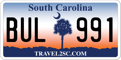 SC license plate BUL991