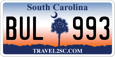 SC license plate BUL993