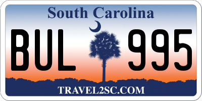 SC license plate BUL995