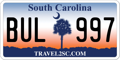 SC license plate BUL997