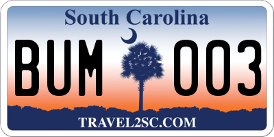 SC license plate BUM003