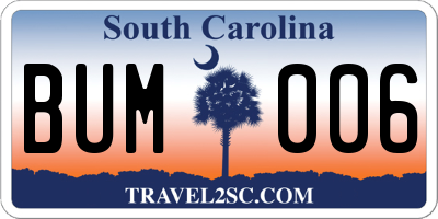 SC license plate BUM006