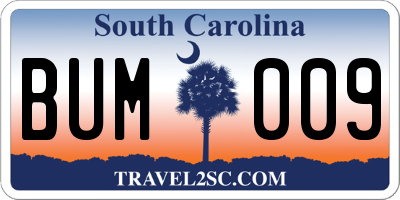 SC license plate BUM009