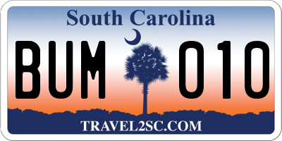 SC license plate BUM010