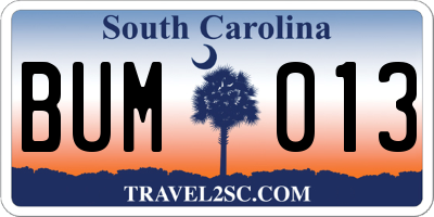 SC license plate BUM013