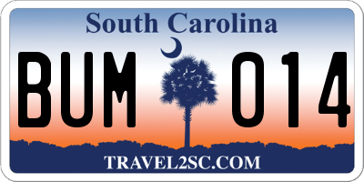 SC license plate BUM014
