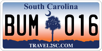 SC license plate BUM016