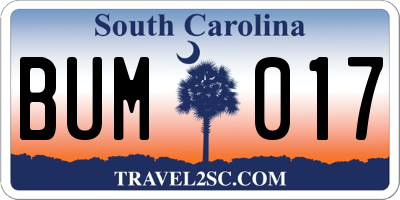 SC license plate BUM017