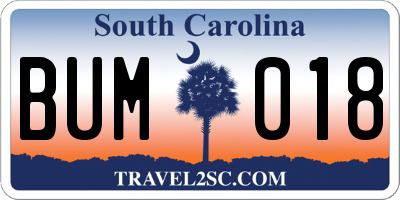 SC license plate BUM018