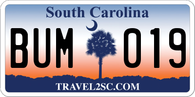 SC license plate BUM019
