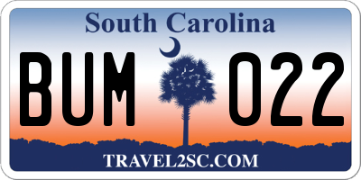 SC license plate BUM022