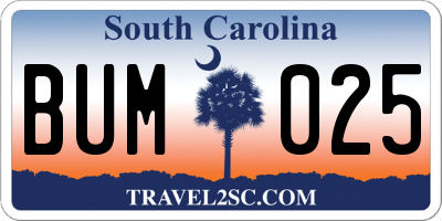 SC license plate BUM025
