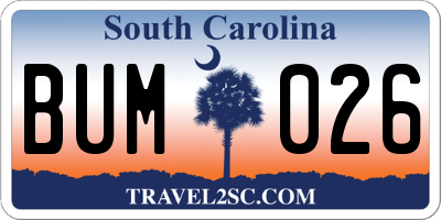 SC license plate BUM026