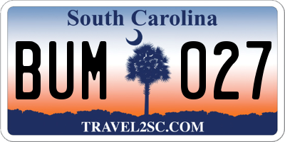 SC license plate BUM027
