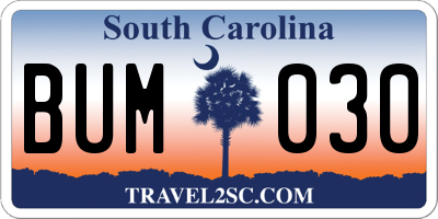 SC license plate BUM030