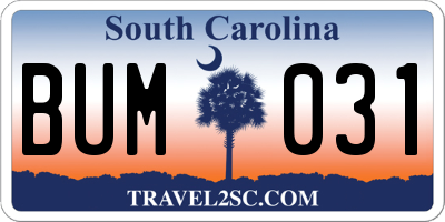 SC license plate BUM031