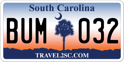 SC license plate BUM032
