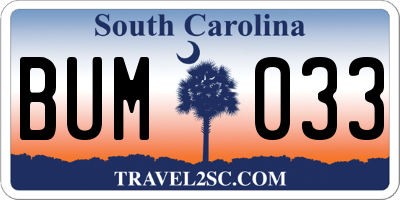 SC license plate BUM033