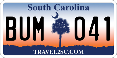 SC license plate BUM041