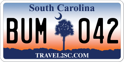 SC license plate BUM042