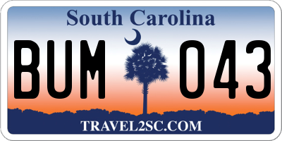 SC license plate BUM043