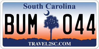 SC license plate BUM044