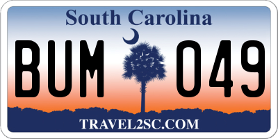 SC license plate BUM049