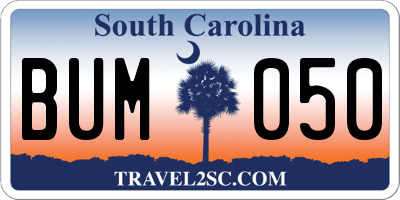SC license plate BUM050