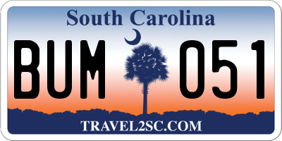SC license plate BUM051