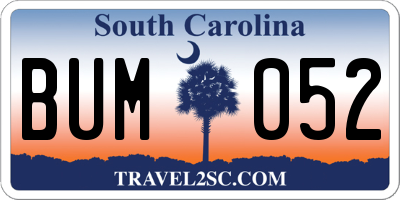 SC license plate BUM052