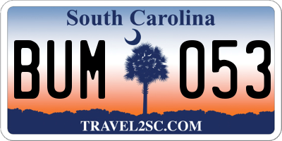 SC license plate BUM053