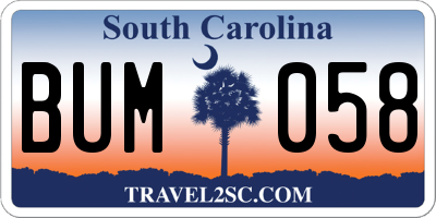 SC license plate BUM058