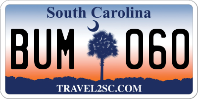 SC license plate BUM060