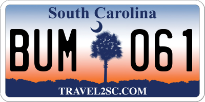SC license plate BUM061