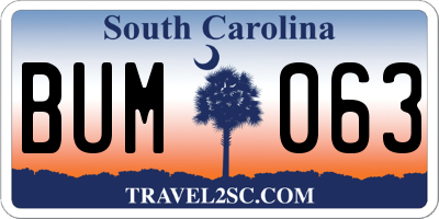 SC license plate BUM063