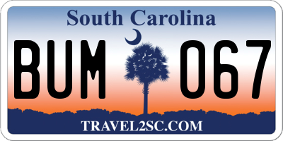 SC license plate BUM067